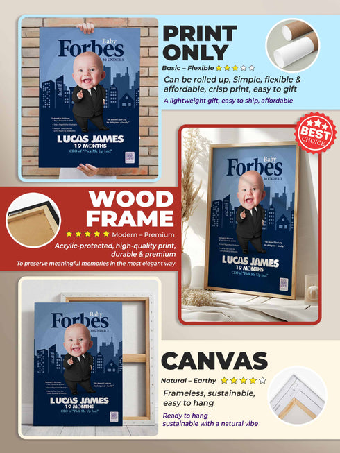 Baby Boss Business Poster or Canvas – Custom Photo & Text – Funny CEO Baby Wall Art